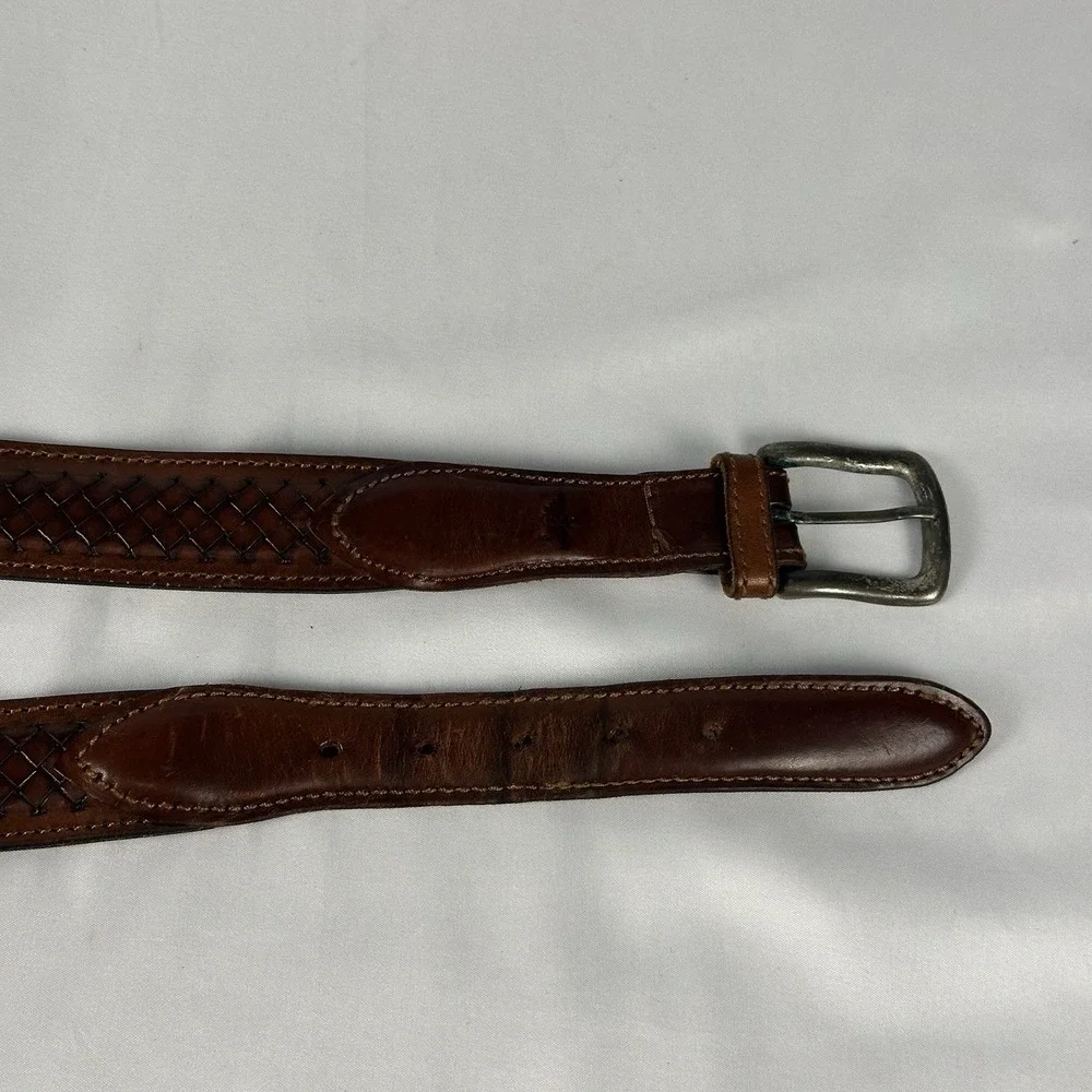 Dockers Genuine Leather Belt Men's Size 36 Brown Embossed Made in Argentina